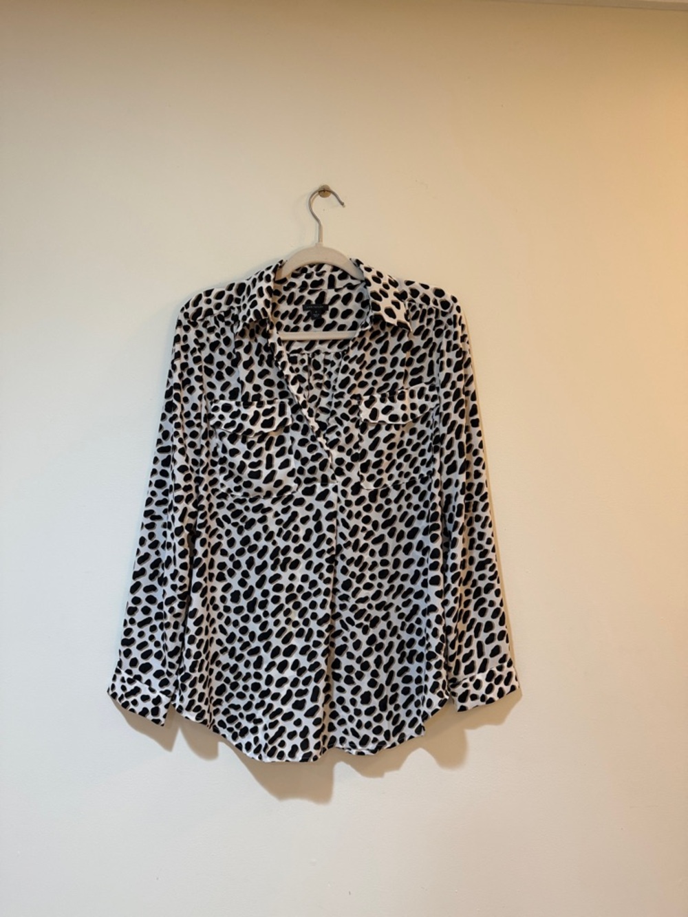 Ann Taylor Black and White Spot Print Blouse